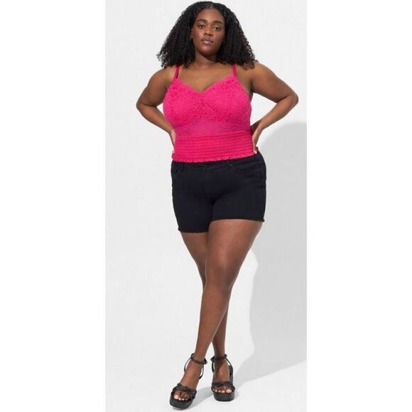 Torrid V-Neck Lace Smocked Sleeveless Crop Top - Picture 2 of 12